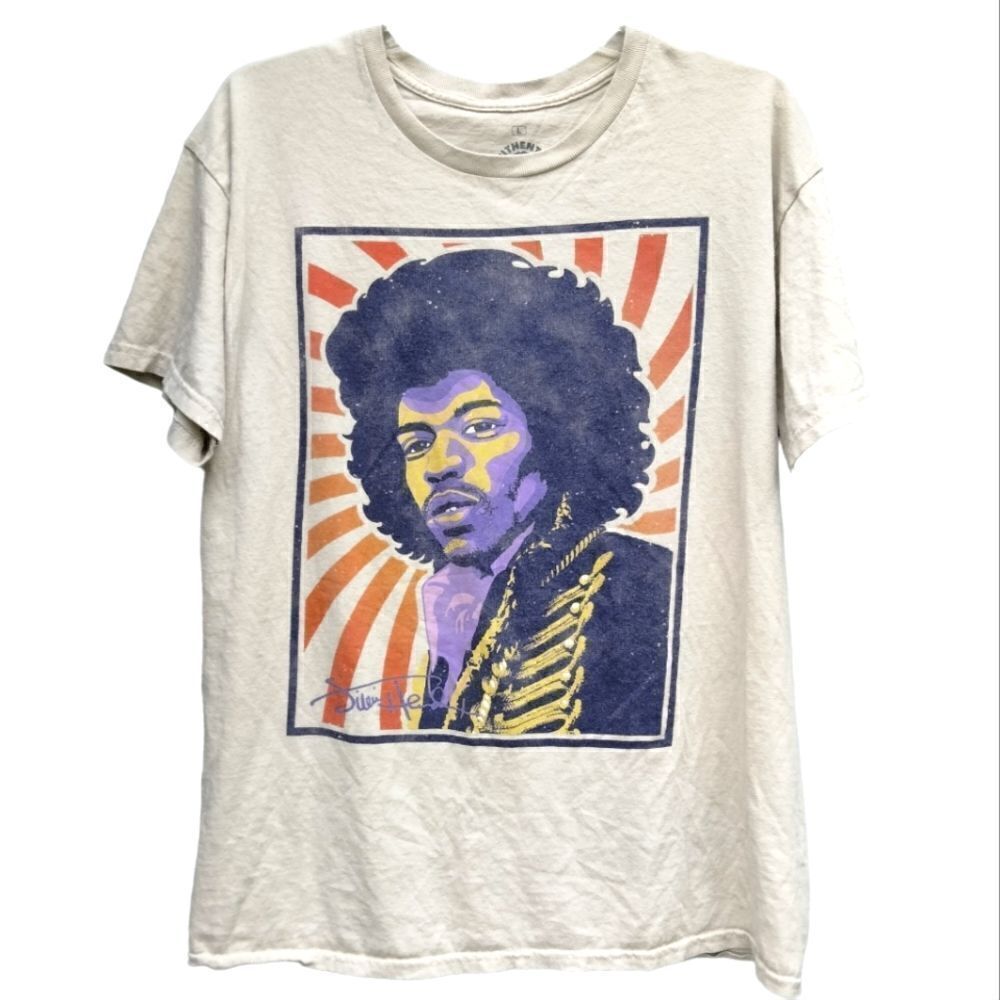 Authentic Hendrix Ripple Junction Graphic Tee Shirt Sz L Short Sleeve Tan